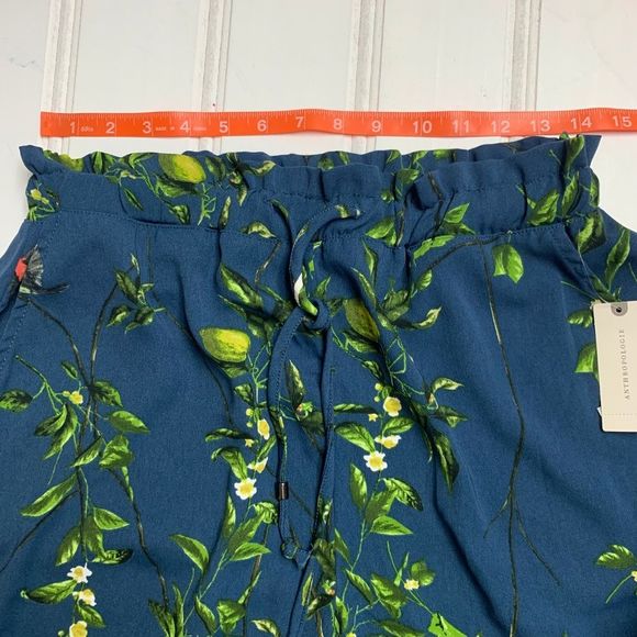 Anthropologie S Oversized Lemon Fruit Print Bermuda Shorts Elastic Waist Boho - Picture 6 of 8